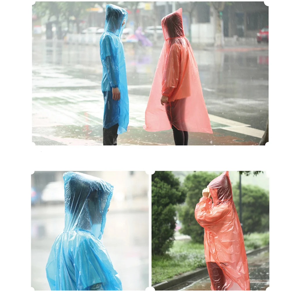 

6 Pcs Portable Raincoat Adult Thicken Hood Hooded Poncho Earth Tones Disposable