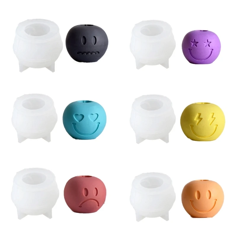 

A0KD Holder Silicone Mold Emoticon Gypsum Cement Mould Lipstick Holder Mold