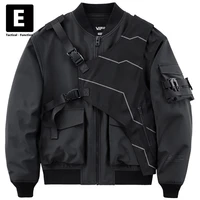 black cargo jackets coat men bomber jacket autumn streetwear punk baseball jacket male techwear detachable patchwork design