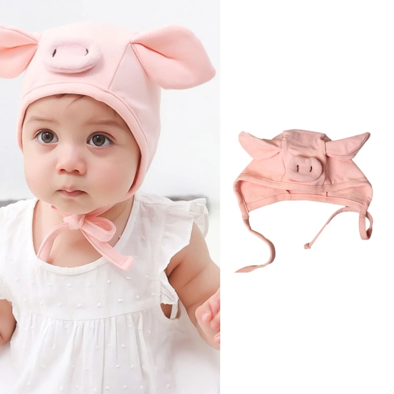 

0-2 Years Old Pig Pig Beanie Baby Pink Pig Hat Baby Beanies Hats Cute Baby Soft Beanie Photography Prop Accessories