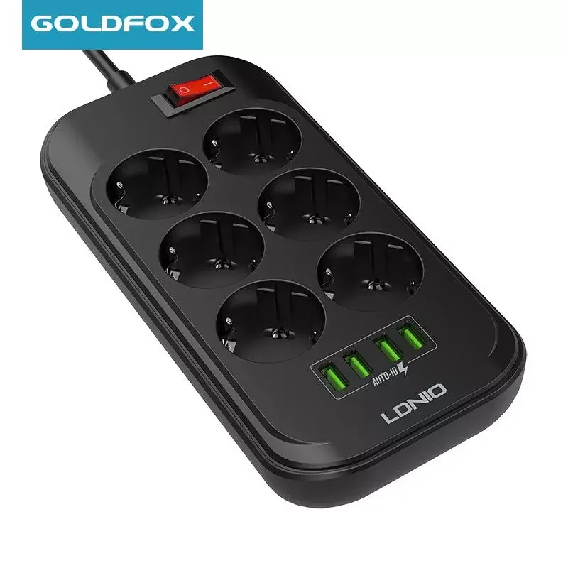 

LDNIO 6 Outlets 4 USB Power Strip Multi Power Socket 2500W 3.4A Fast Charging Smart Plug Home Office Multi Adapter with 2M Cable
