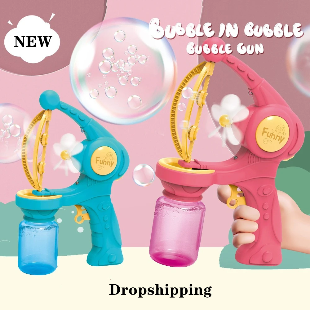 

New Big Bubble Gun Kids Automatic Bubble Machines Cartoon Fans Bubbles Maker Machine Soap Bubbles Blower Outdoor Toy