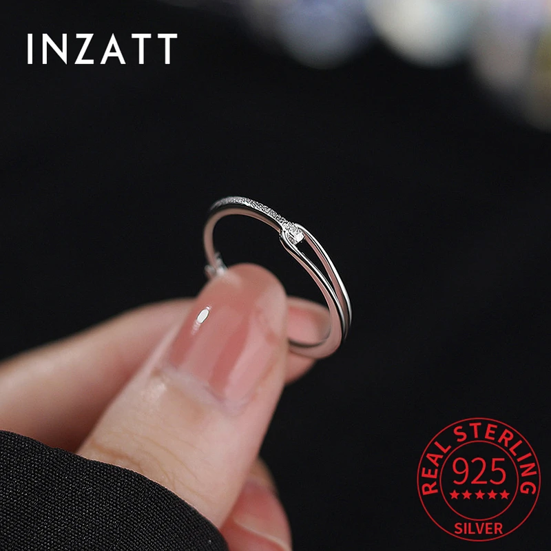 

INZATT INS Real 925 Sterling Silver Line Rupert's Tears Adjustable Ring For Women Cute Fine Jewelry Minimalist Geometric Bijoux