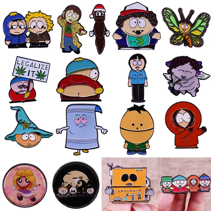 

S-South Park Series Hard Enamel Pins Anime Comedy TV Figure Brooches Lapel Badges Cartoon Jewelry Gift for Kids Friends