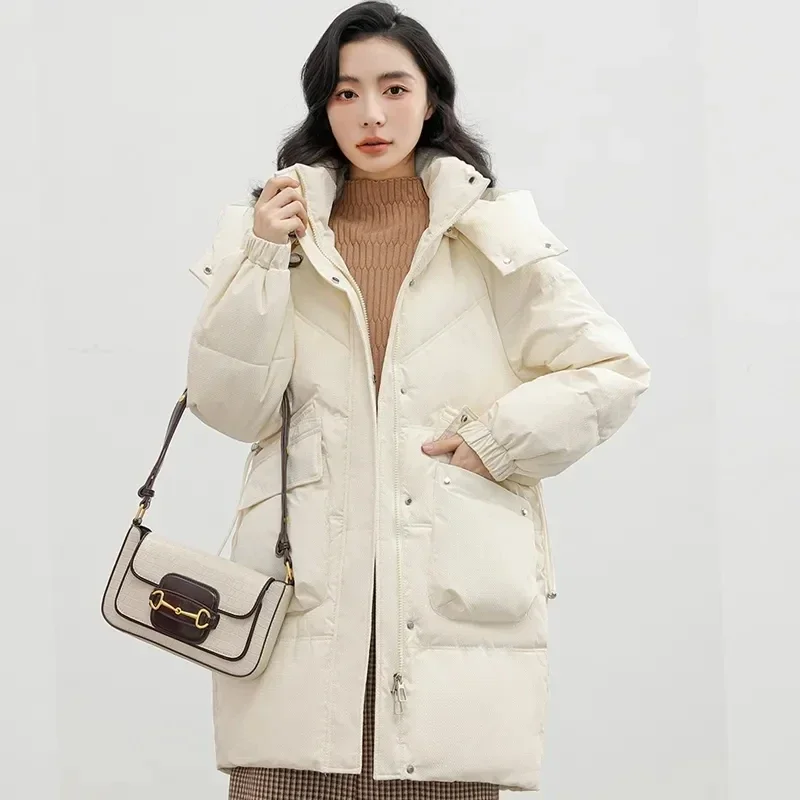 2024 женская зимняя куртка модные теплые пуховые пальто с капюшоном стеганые