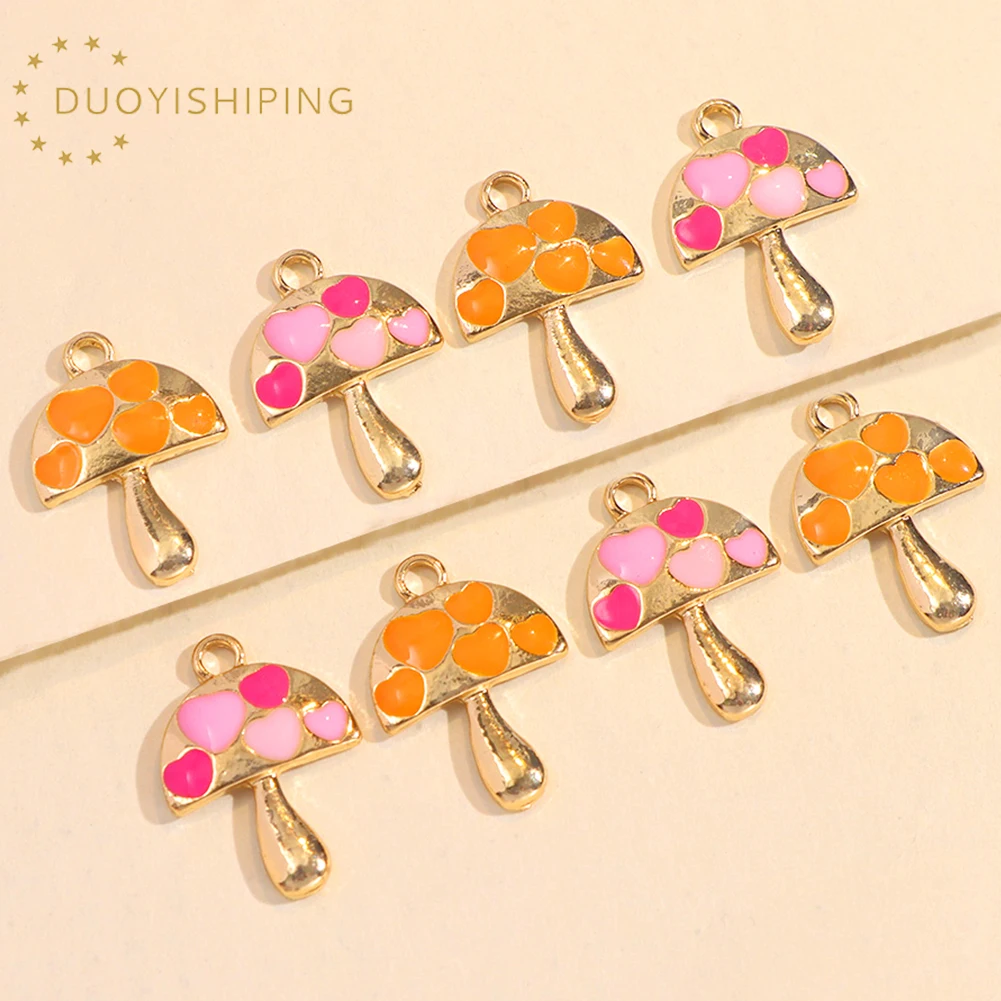 

10Pcs Gold Color Cute Mushroom Enamel Charms For Making Fashion Jewelry Fine Findings DIY Earrings Pendants Necklace Accessories
