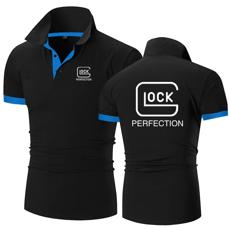 

2023 New Polo Shirt Glock Perfection Shooting Printed Men Summer Stritching Shorts Sleeve Polo Business Clothes Tee Shirt