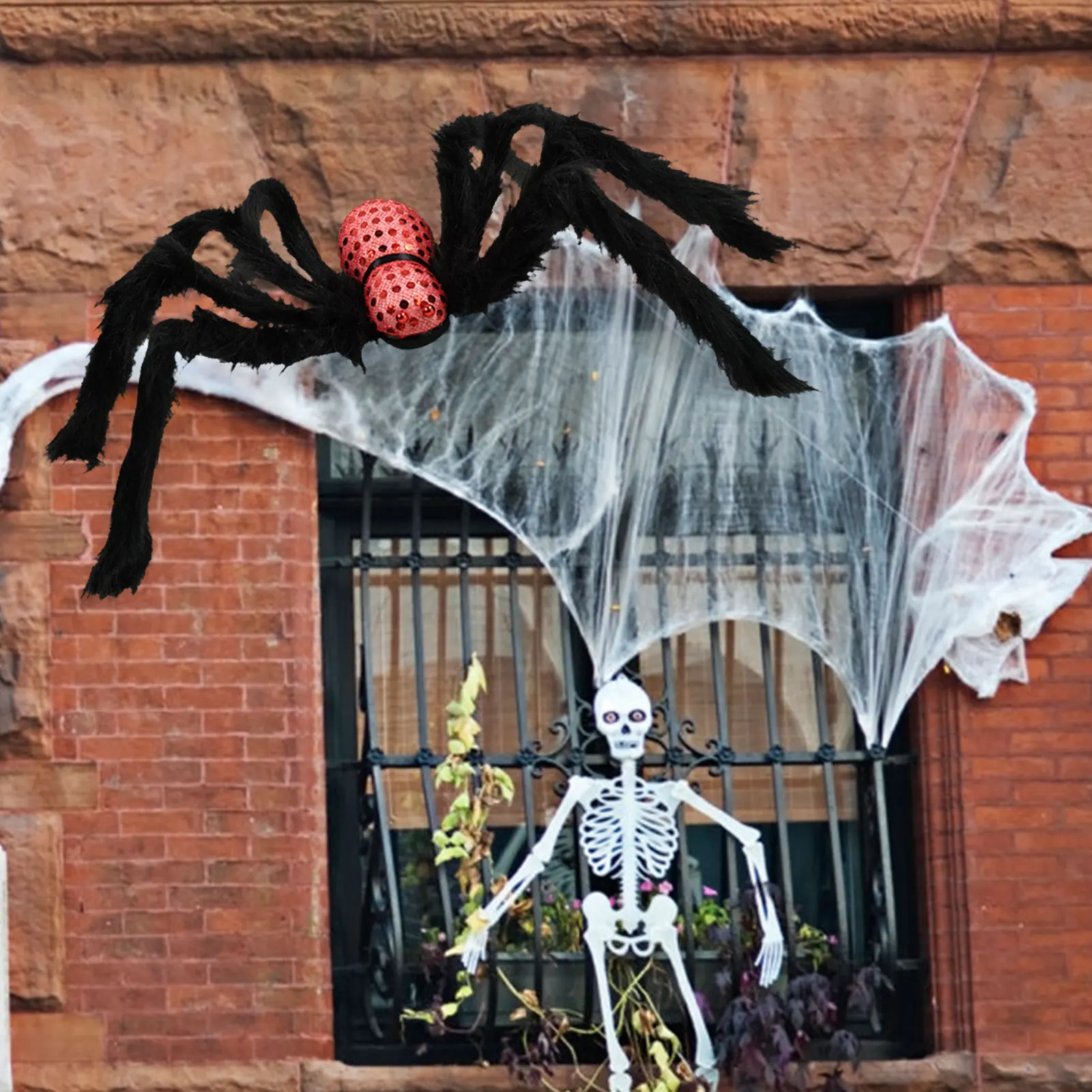 Гигантский паук с красными глазами украшения для Хэллоуина уличный комнатный