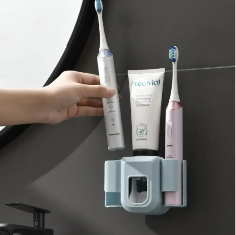

Wall Mounted Toothpaste Toothbrush Shelf Wall-mounted Durable Toothbrush Holder Without Punching Automatic Toothpaste Squeezer