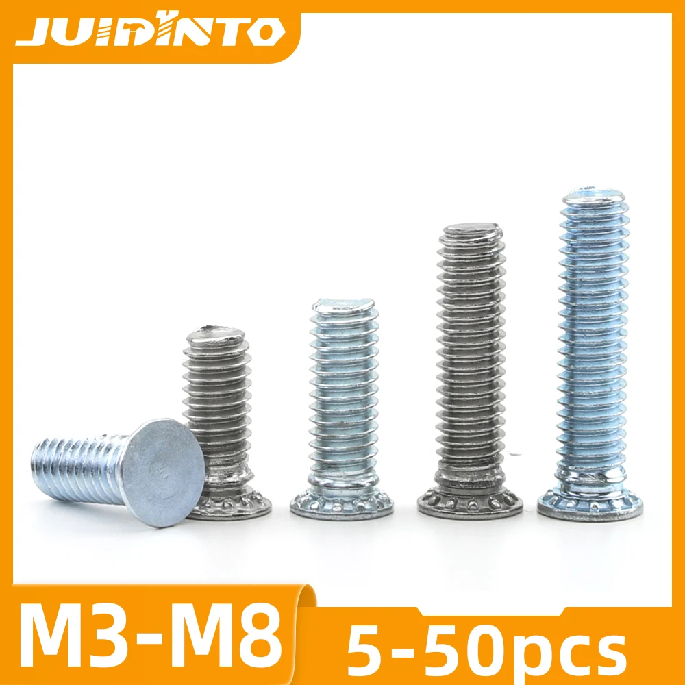 

JUIDINTO 5-50pcs Self Clinching Screw Studs Pressure Rivet Screws M3-M8 Stainless Steel Carbon Steel FH/FHS Flush Head Studs