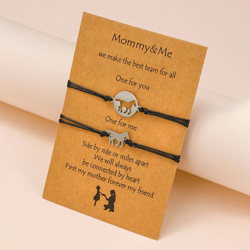 Браслет ручной работы с изображением лошади, плетеная веревка с приманкой для женщин и мужчин, подарки на день матери, регулируемые браслеты, браслет, ювелирные изделия для пар