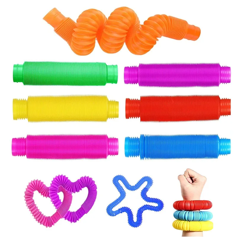 1Пакет Больших Трубок Попперов Игрушка для Сенсорного Восприятия, Разрядка Стресса и Тревоги, Обучающая Игрушка для Детей и Взрослых, Гофрированный Растяжимый Пластиковый Беспокоитель
