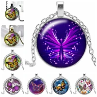 2020 new butterfly 3 color necklace glass convex personality star butterfly pendant necklace gift wholesale