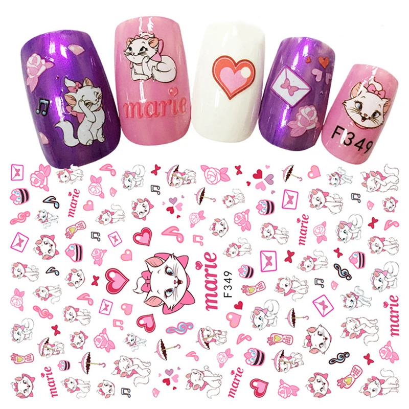 

Disney Nail Stickers Cartoon Cat 3D Adhesive Sticker Nail Decoration Decal Mickey Mouse Donald Duck Nail Slider Nail Parts