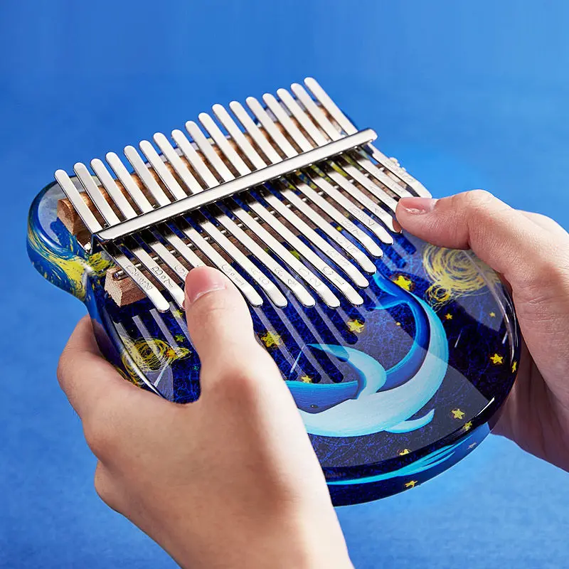 

17 Keys Dreamy Kalimba for Beginners Children Girls Valentine's Day Birthday Gift Creative Transparent Keyboard Instruments New
