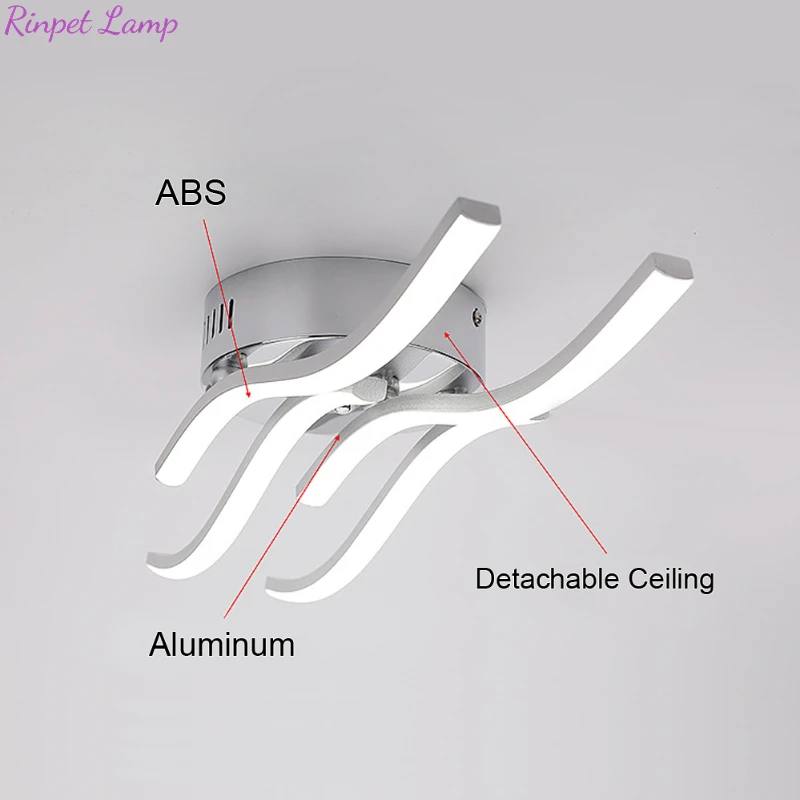 

Curved Design Ceiling LED Light Modern Ceiling Lamp AC85-265V 2/3/4 Lights 24W 12W 18W for Bar Restaurant Bedroom Living Room