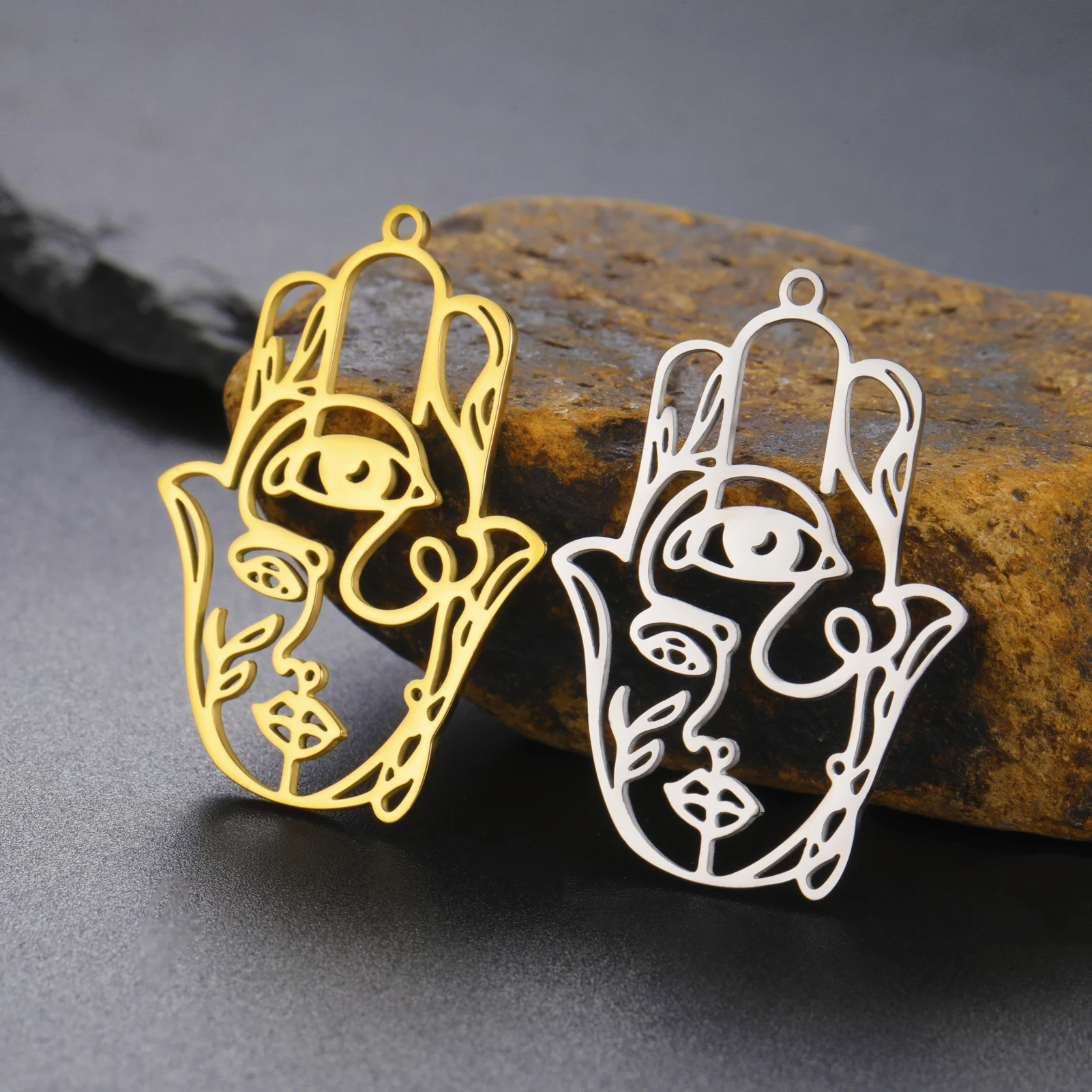 Teamer Hamsa Рука Фатимы Филигранный Шарм для изготовления ювелирных изделий Ожерелье