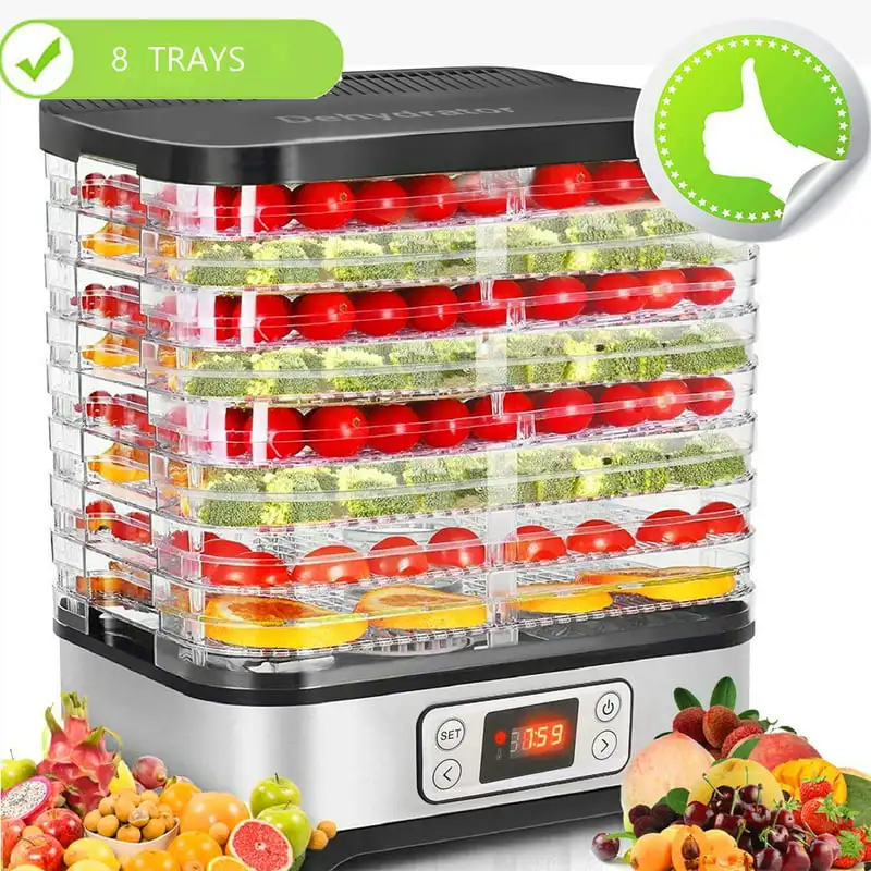 

8 Trays Food Dehydrator with Fruit Roll Sheet, Digital Timer, and Temperature for Meat or Beef Fruit Vegetable Dryer