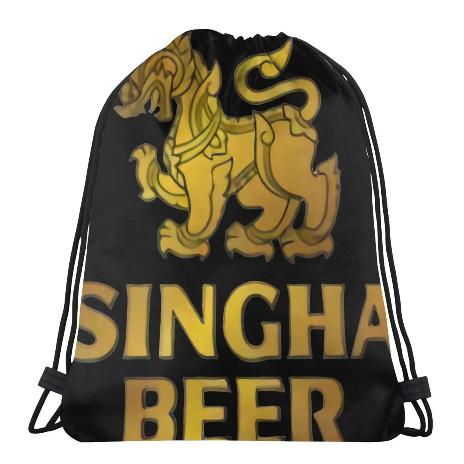 

Мужской холщовый рюкзак Singha Beer Lager из Таиланда, Хлопковая сумка с черепом, мешок на шнурке, веревочный ранец на шнурке