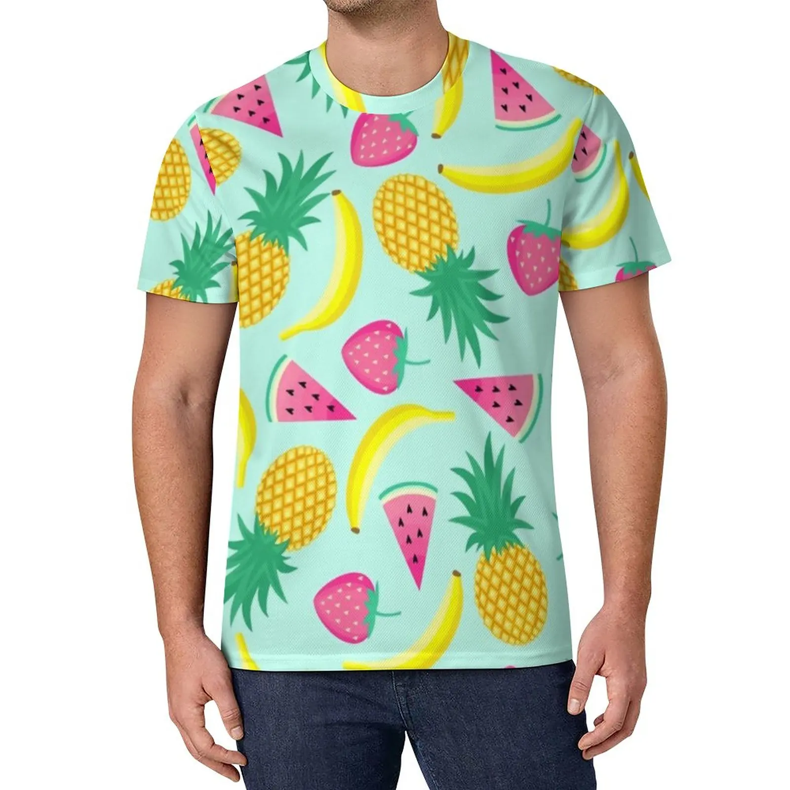 

Banana Pineapple T Shirt Funky Fruit Print Casual T-Shirts Harajuku Tee Shirt Man Graphic Top Tees Plus Size 5XL 6XL