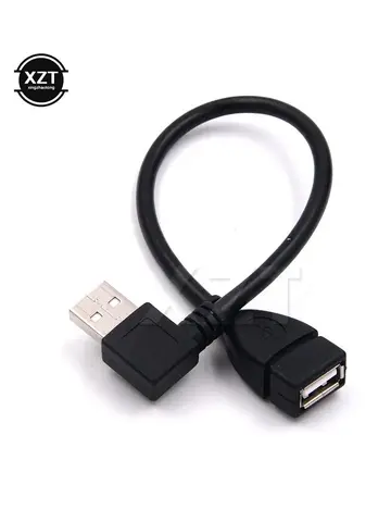 Кабель USB 0,2 A, штекер-гнездо, 90 градусов, Удлинительный адаптер М, штекер-гнездо, левый черный кабель, кабель для передачи данных