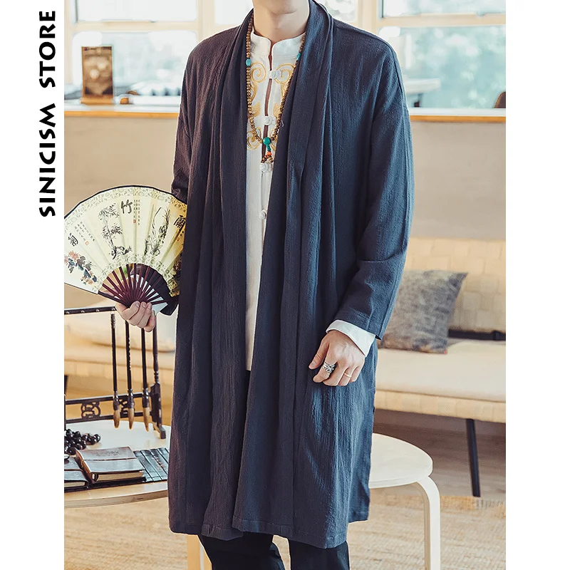 

MrGoldenBowl Store Mens Long Length Windbreaker Jacket Coat Summer Thin Kimono Coat Vintage Male Jackets Clothes 2023 Plus Size