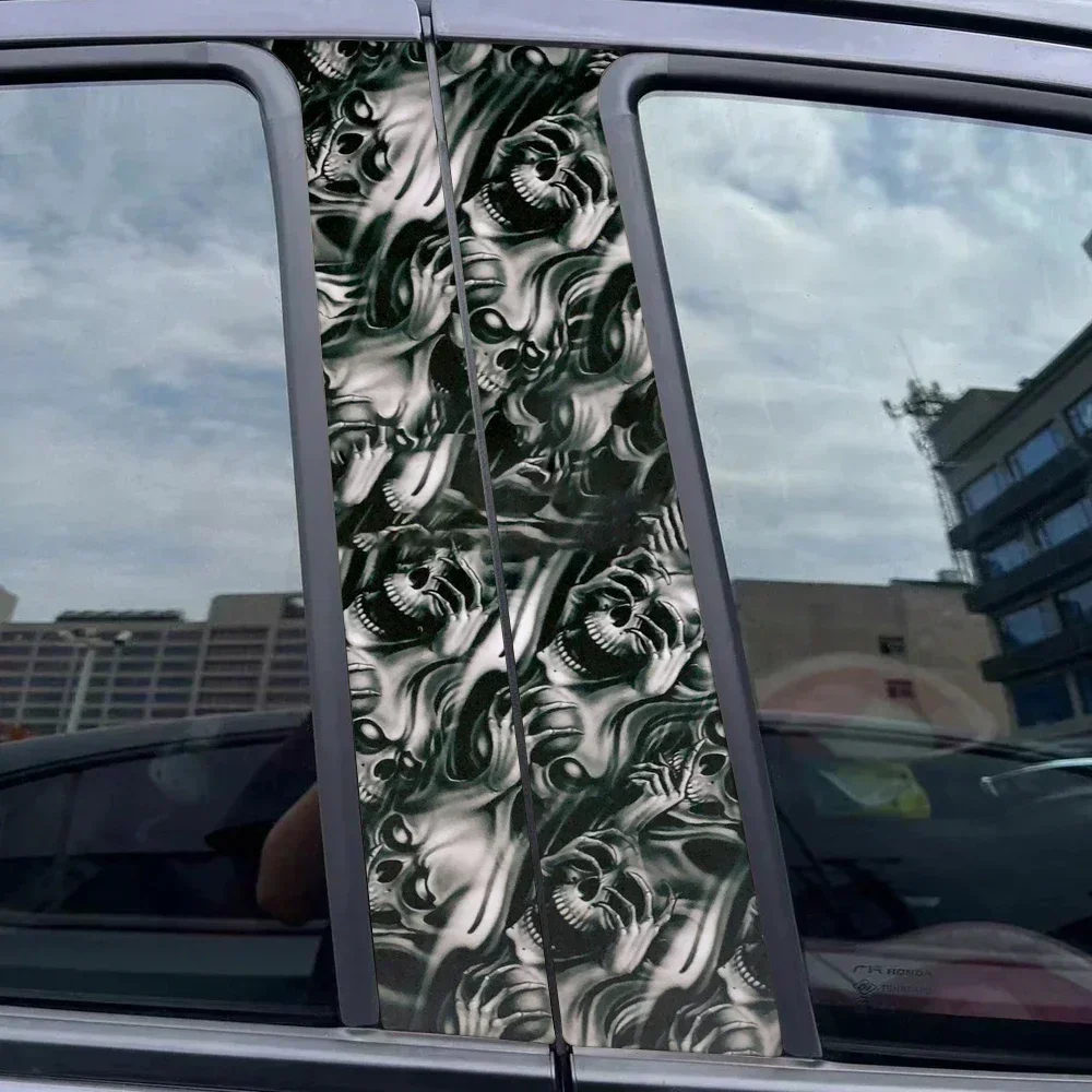 

Наклейки для внешней части автомобиля, самоклеящаяся виниловая пленка с принтом черепа для самостоятельной упаковки кузова автомобиля, аксессуары для автомобиля