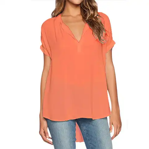 Women Tops Blouses 2023 Summer Elegant Long Sleeve Solid V-neck Chiffon Blouse Female Work Wear Shirts Blouse Oversized Shirts