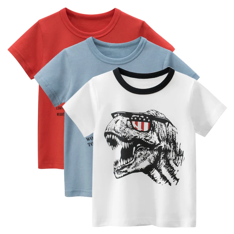 

2022 Summer Clothes Cartoon Dinosaur T Shirt Boys Short Sleeve O-Neck Soft Cotton Children's T-shirt Tops Tees Kids Outfit