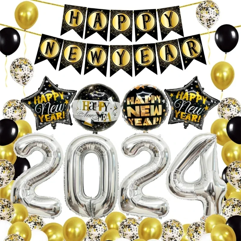 

С Новым годом аксессуары для воздушных шаров реквизит для фотографий с баннерами воздушный шар с цифрами