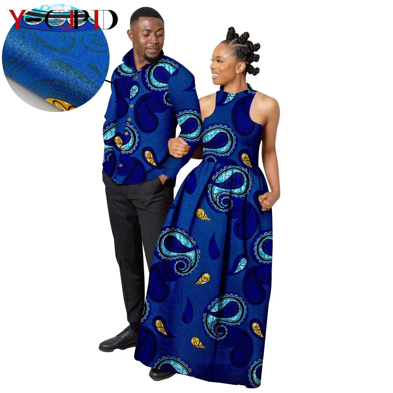 Длинные платья с Африканским металлическим принтом для женщин парные подходящие