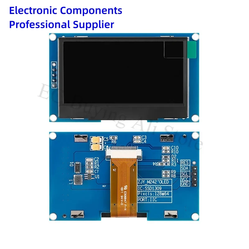 OLED-модуль 2 42 дюйма экран ЖК-дисплей модуль 12864x64 SSD1309 SPI/IIC I2C интерфейс для Arduino 4