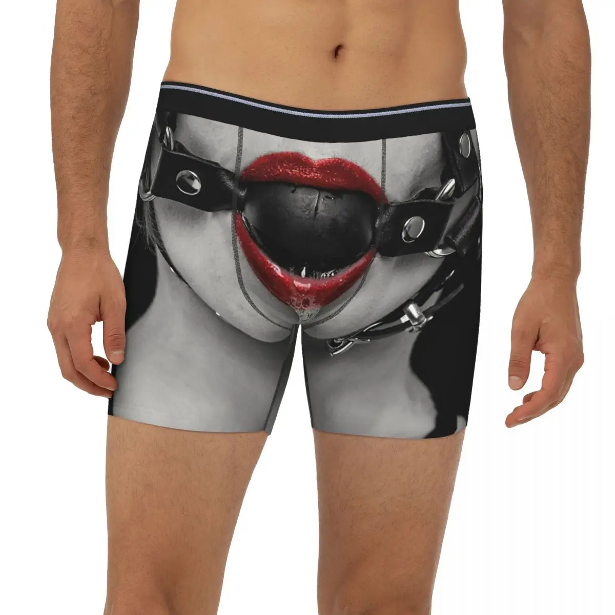 

Ball Gag Mouth And Tongue Underpants Breathbale Panties spoof funny Male Underwear Print Shorts Boxer Briefs extended underwear