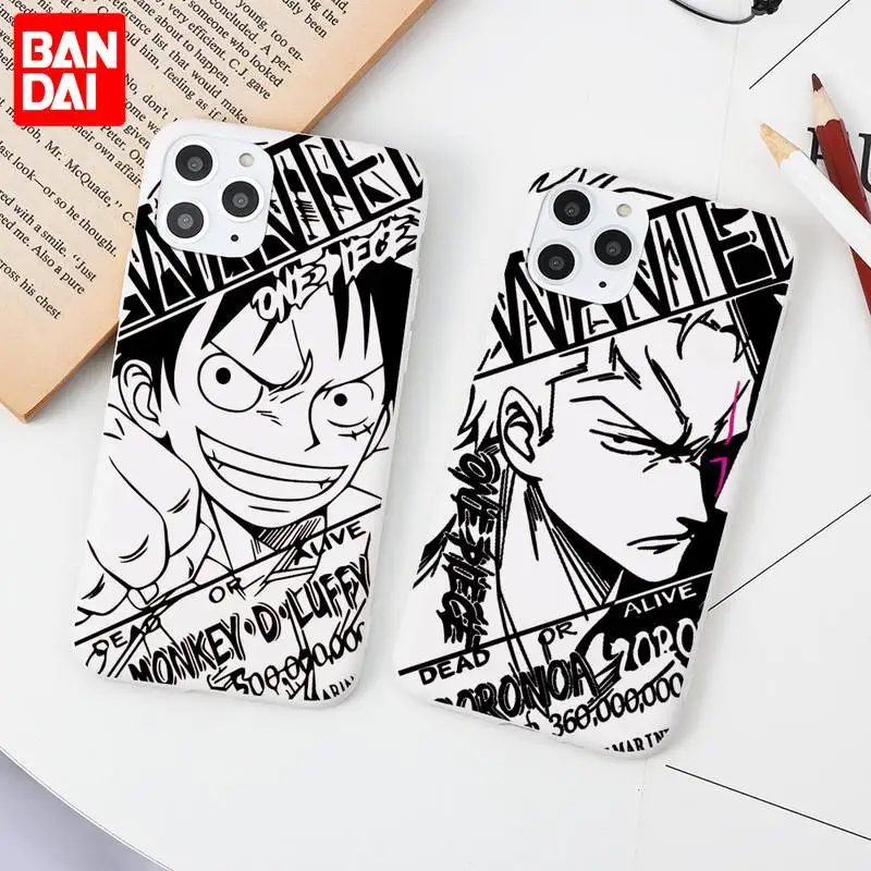 Bandai One Piece Luffy Zoro Chernyj Chehol Dlya Telefona Iphone 13 12 11 Pro Max Mini Xs X Xr 6 6s 7 8 Plus Belyj Chehol Karamelnyh Cvetov Aliekspress