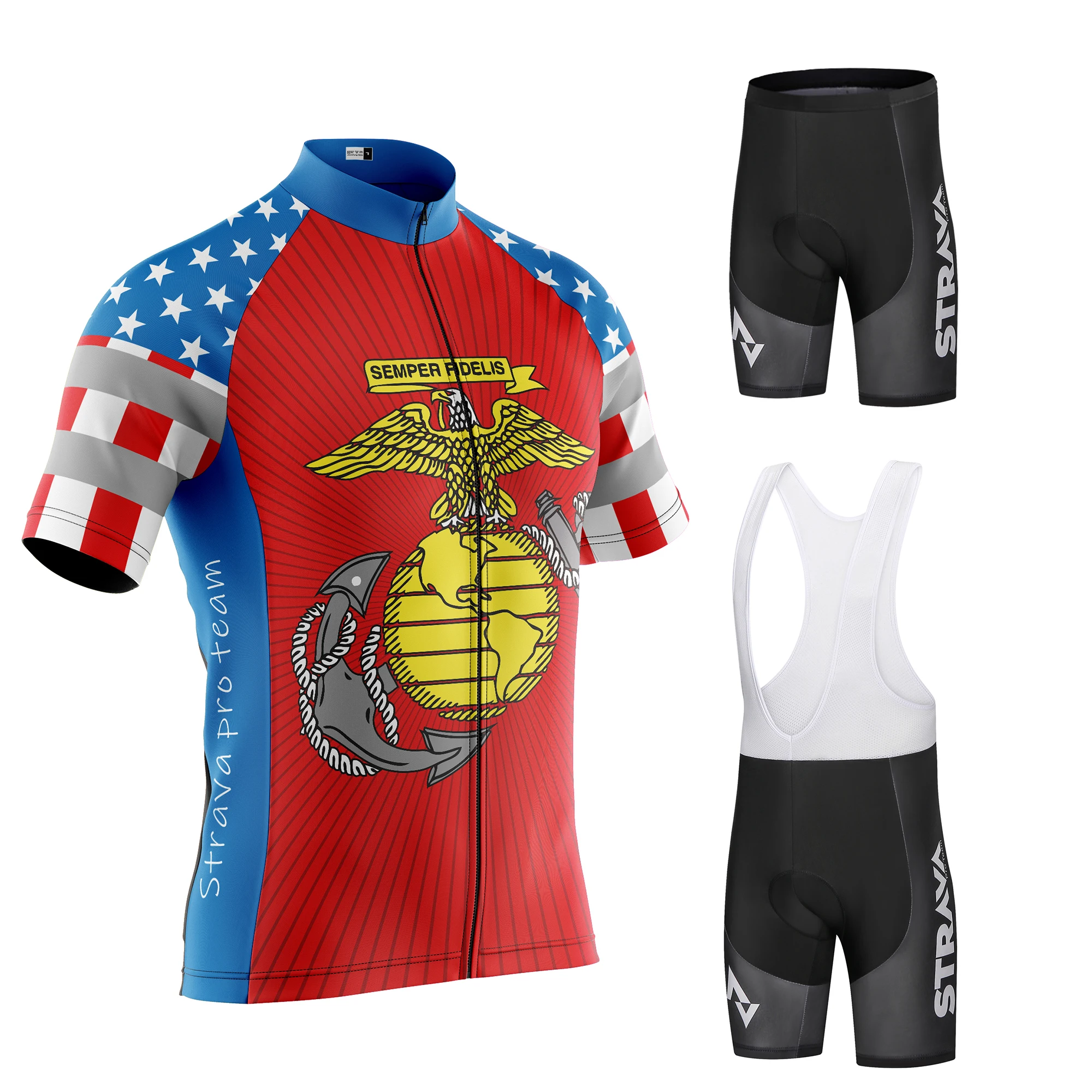 

STRAVA Pro Team Cycling Jersey Men Set Bib Shorts Set Summer Bike Jersey Bicycle Racing Uniform Clothes