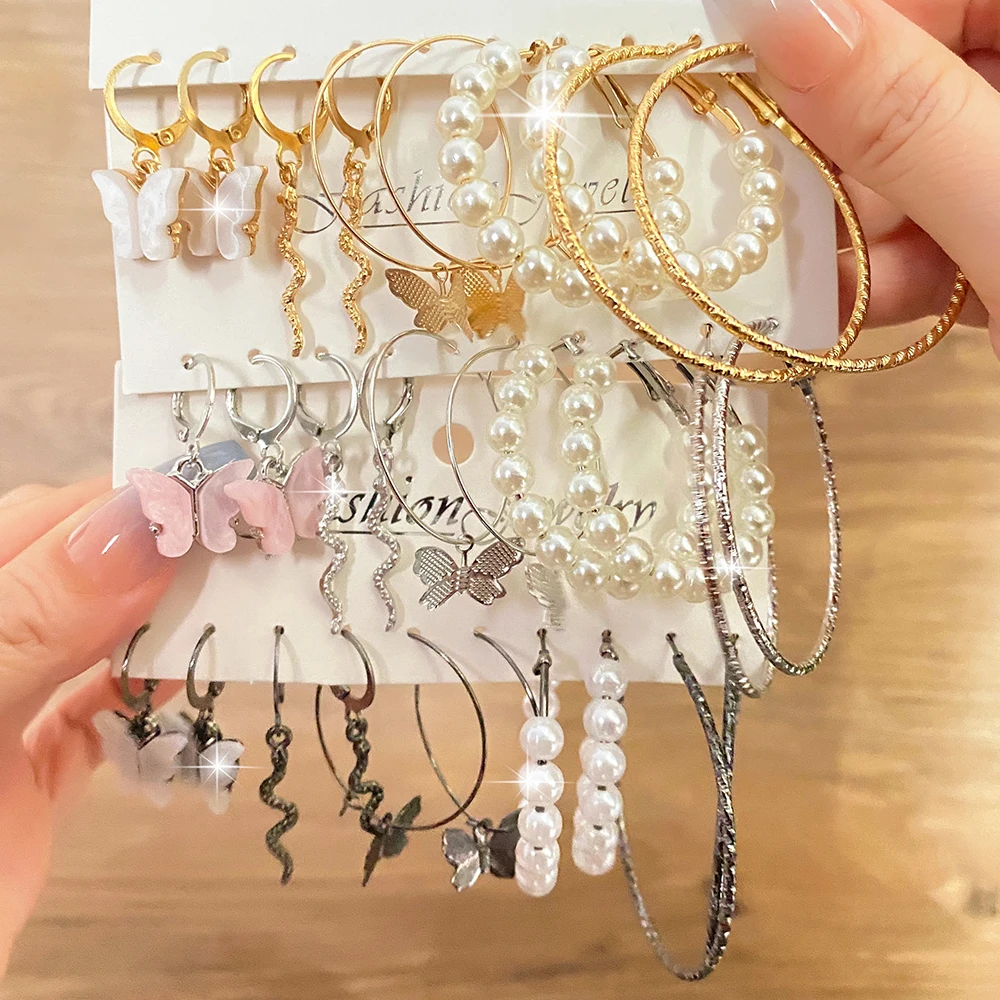 

Модные женские серьги-кольца IPARAM, золотистые/Серебристые серьги-обручи со змеиным жемчугом, Подарочная бижутерия