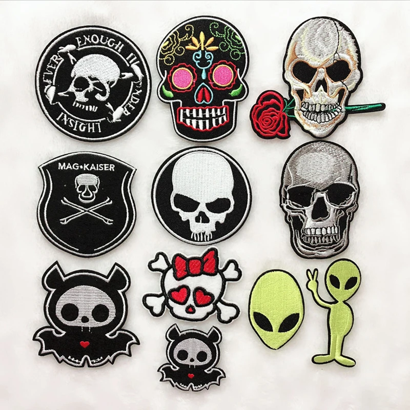 

1Pc Patch Iron On Clothes Embroidered stickers Patches DIY sew-on T-shirt Clothing Punk Cloth Stickers Appliques Sewing Patches