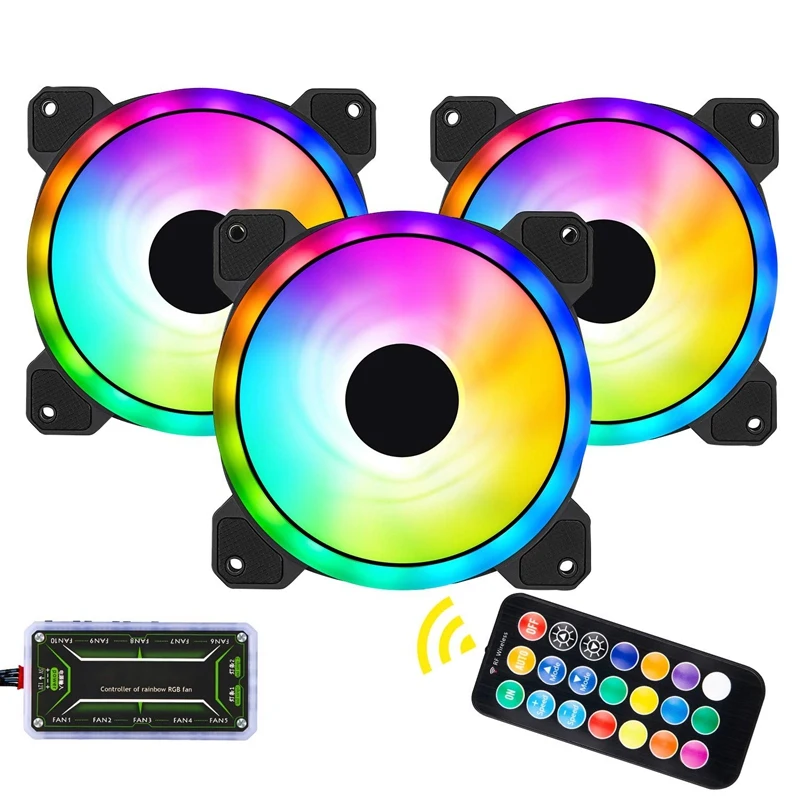 

3 Pack Rgb Case Fans,120Mm Ultra-Quiet Rgb Chassis Cooling Fans,Equiped With Remote Control Hub,For Case Computer Fan