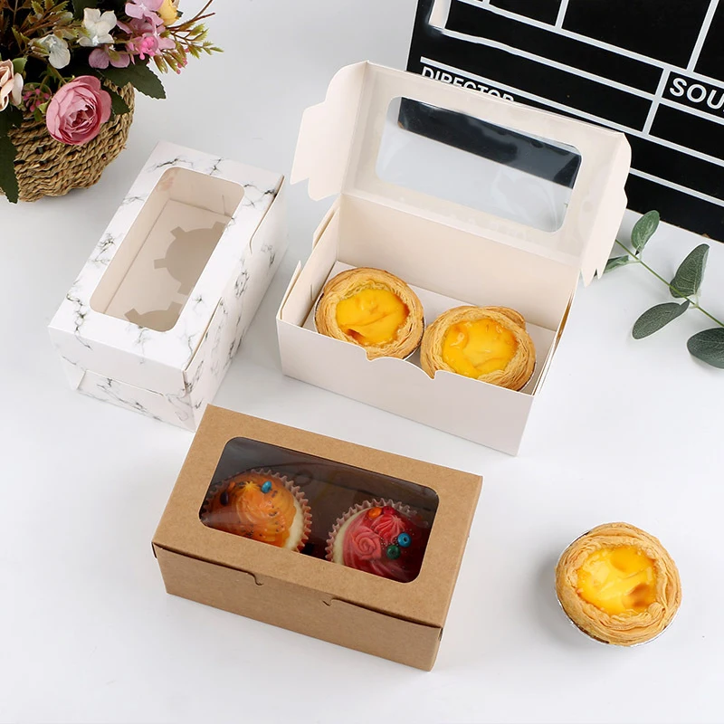 

2/4/6 Grids Marbling Cupcake Boxes Packaging Cake Cookie Boxes With Window Muffin Dragees Holder Pastry Dessert Containers 20221