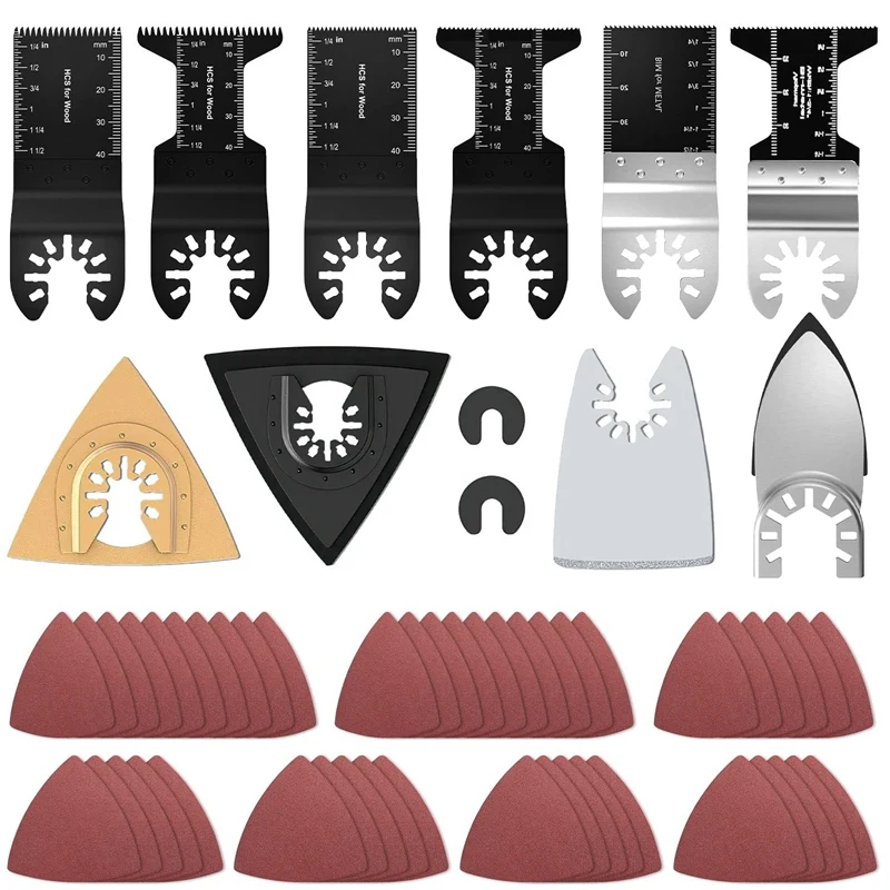 

Spot Goods 57 Pcs Oscillating Tool Blades, Universal Wood Metal Plastic Multitool Blades, Quick Release Oscillating Saw Blades K