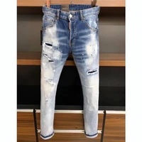new dsquared2 mens slim straight leg motorcycle rider hole pants jeans dsq9612
