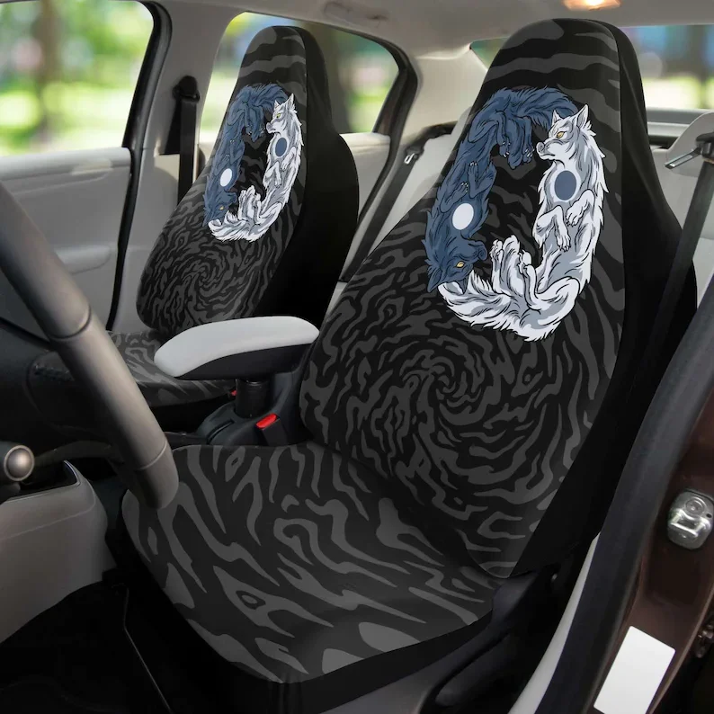 

Wolf Car Seat Covers, Yin Yang Wolf Car Seat Cover