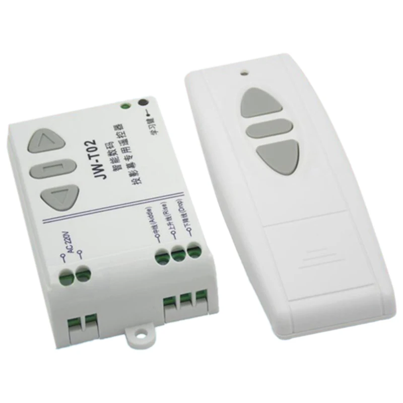 

JW-T02 AC 220V Motor Wireless Remote Control Switch UP Down Stop Tubular Motor Controller Forward Reverse TX RX Latched