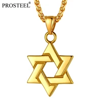prosteel star of david israel pendant for men women silvergoldblack tone stainless steel cool jewish necklace psp4763