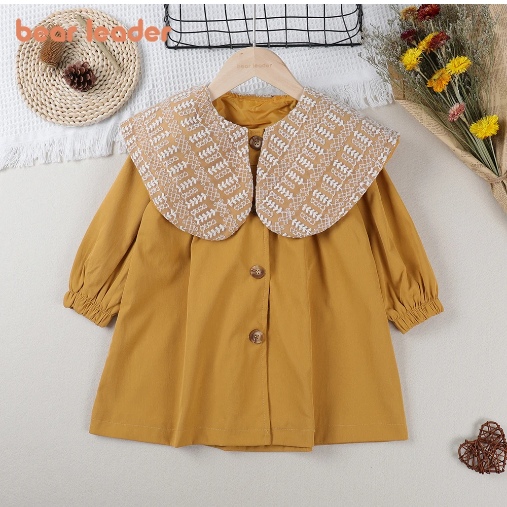 

Bear Leader/пальто для девочек; Плащ с кружевным бантом и отложным воротником; Детская куртка; Ветровка; Кардиган принцессы; Верхняя одежда; Модна...