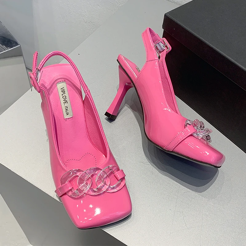 

Summer Chain High Heels Sandals Women Shoes 2022 New Trends Fashion Slippers Party Pumps Stilettos Lolita Thick Women Zapatos