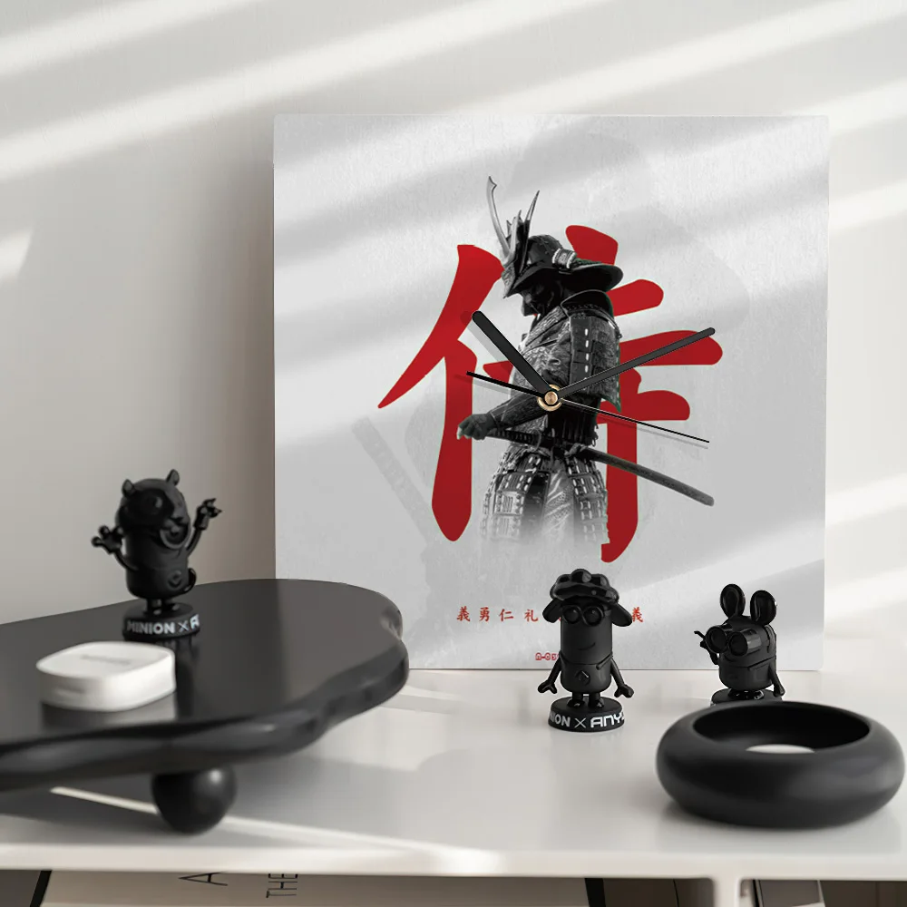

Samurai Poster Decoration Maisons Wall Hanging Desk Clock PVC Waterproof Frameless Silent Electronic Clock Desk Decoration