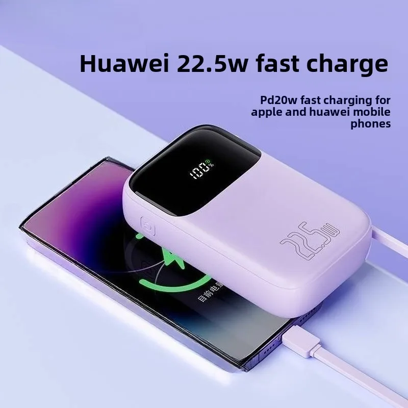 Портативное зарядное устройство (Power Bank) 22.5W 20000mAh с большой емкостью и встроенным кабелем для iPhone и Android: мини-павербанк для быстрой зарядки (art.: 3920da014a608) - 3920da014a608