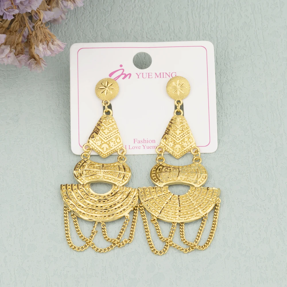 

African Fashion Big Drop Earrings Nigeria Copper Large Tassel Style Dangle Earrings For Women Party Wedding Aesthetic Gifts
