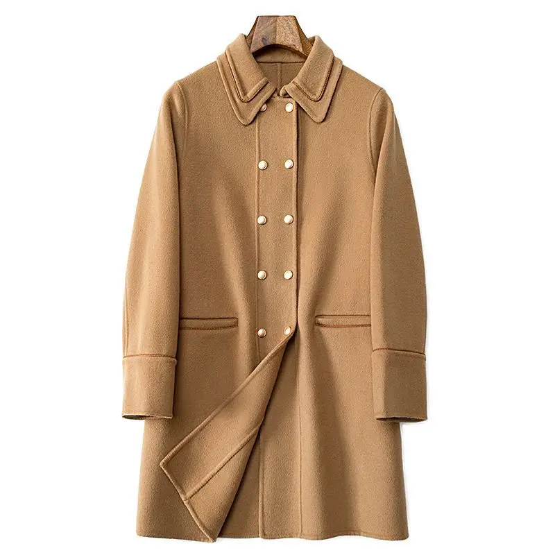

Женское шерстяное пальто, 2023 кашемир, 10% хлопок, шерсть, Осеннее повседневное пальто, 90%